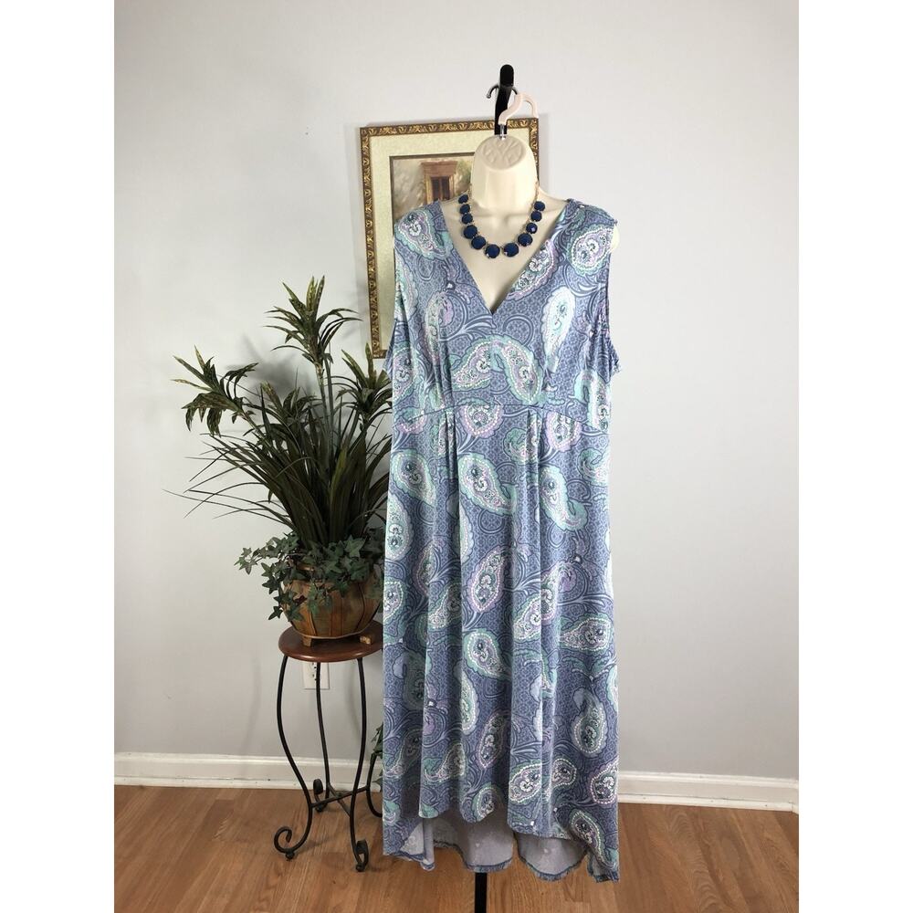 Ruby Rd. Woman Dress 1X Sleeveless Boho Vacation Feminine Preppy V-Neck Pullover